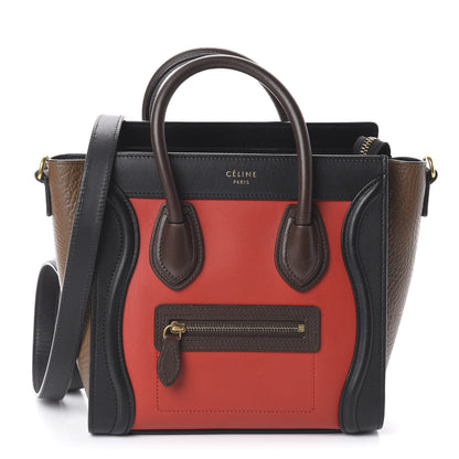 Celine Calfskin Bullhide Nano Tri-Color Luggage Bright Red 1 of 8