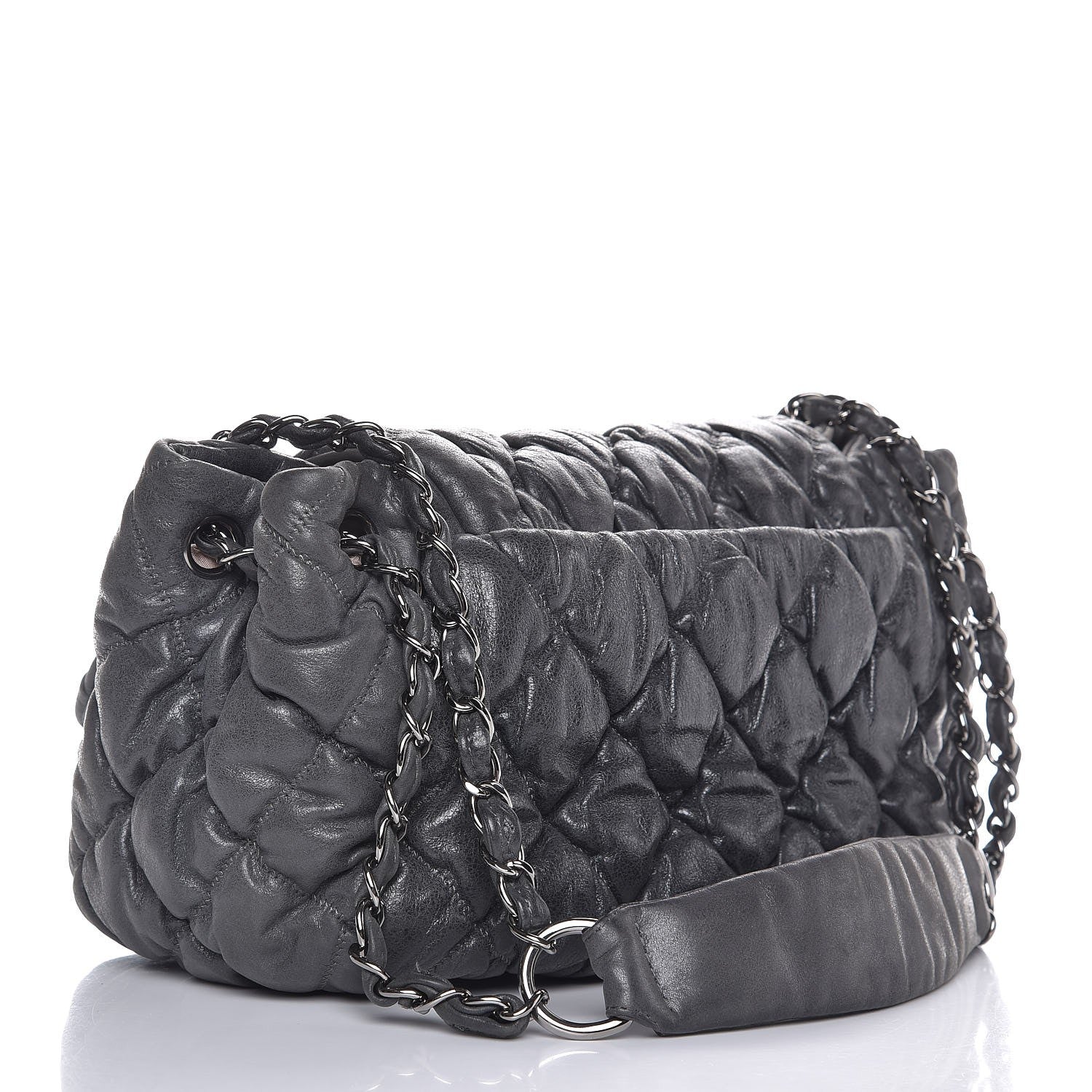 Chanel Calfskin Bubble Quilt Accordion Flap Grey 3 of 7