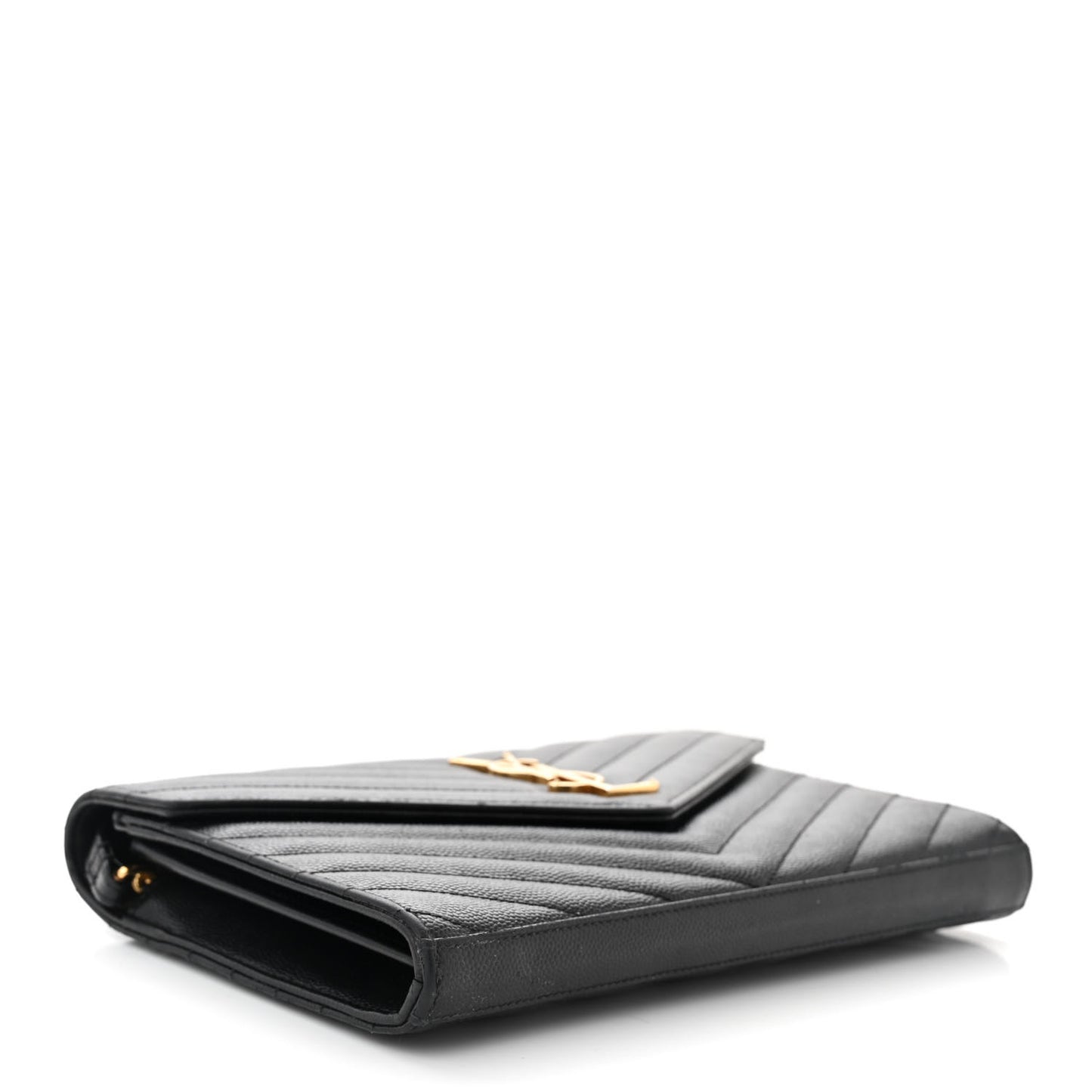 Grain De Poudre Matelasse Chevron Monogram Chain Wallet Black