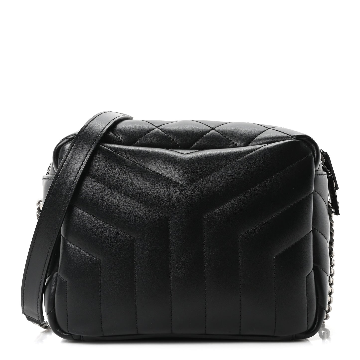 Calfskin Y Quilted Monogram Small Loulou Bowling Bag Black