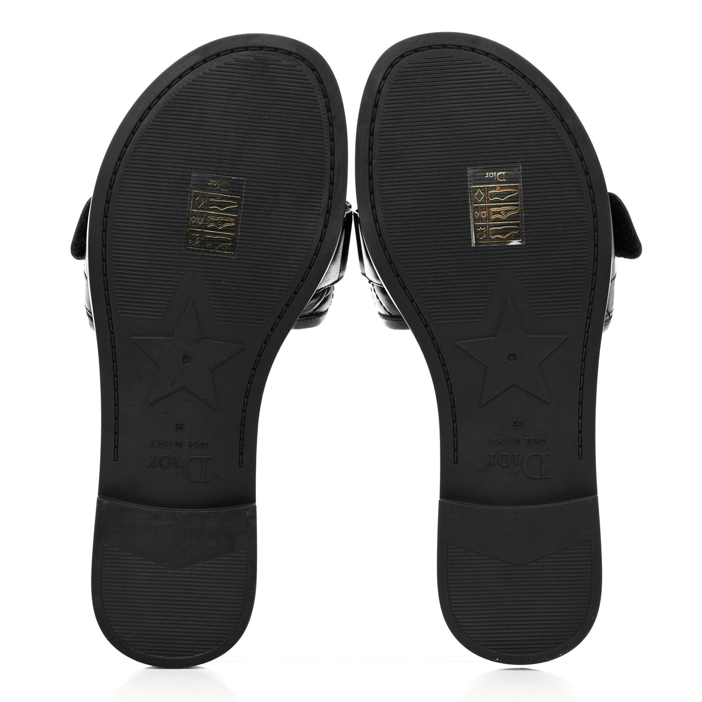 Calfskin Cannage Dio(r)evolution Slide Sandals 36 Black