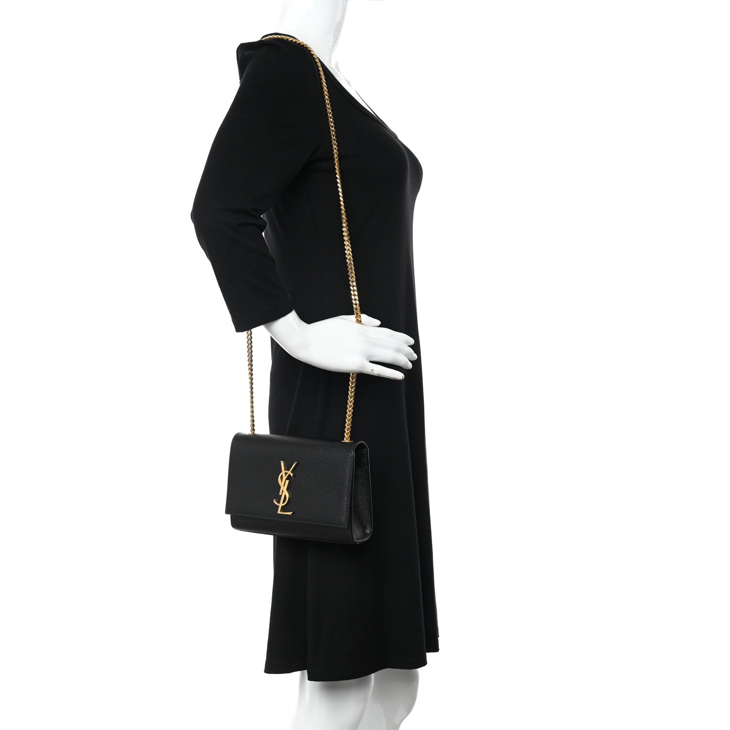 Saint Laurent Grain De Poudre Small Monogram Kate Satchel Black 2 of 12