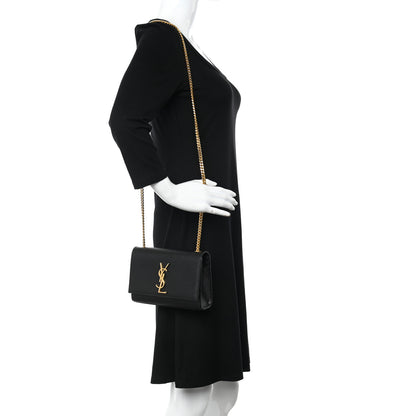 Saint Laurent Grain De Poudre Small Monogram Kate Satchel Black 2 of 12