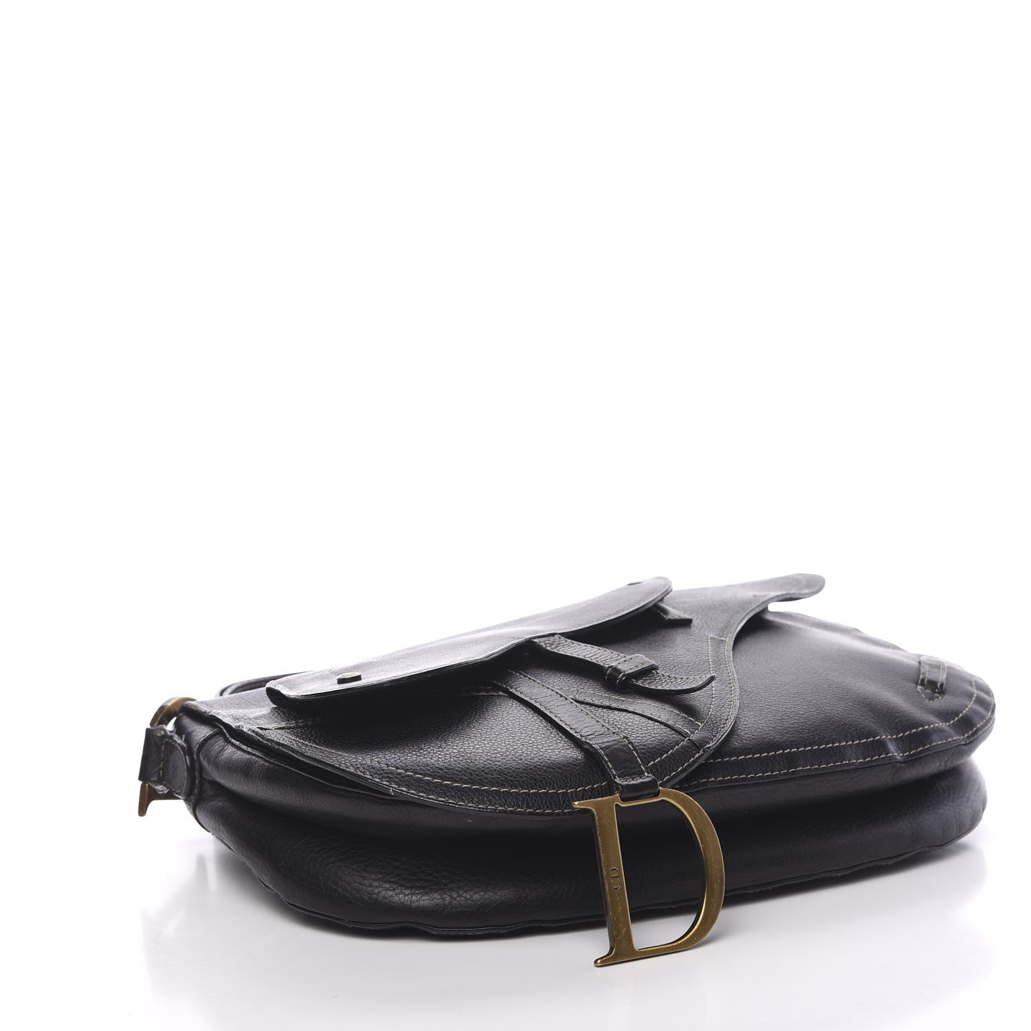 Christian Dior Grained Calfskin Double Saddle Bag Black 3 of 11