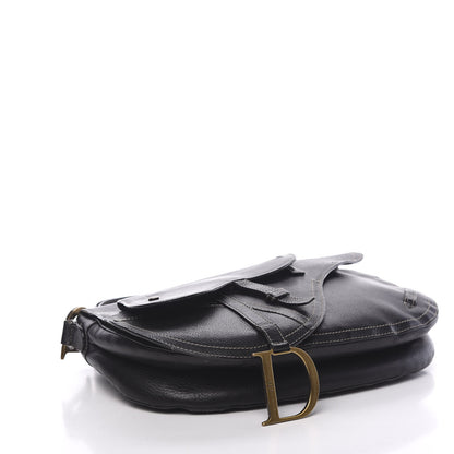 Christian Dior Grained Calfskin Double Saddle Bag Black 3 of 11