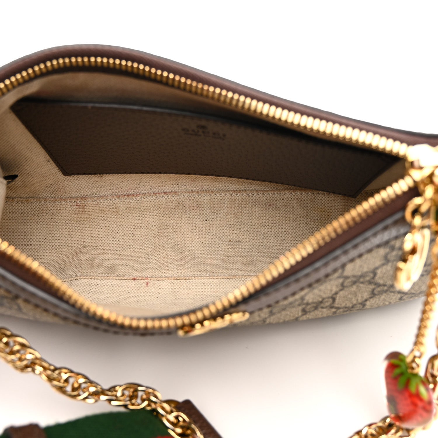 Gucci GG Supreme Monogram Textured Dollar Calfskin Web Small Ophidia GG Handbag Beige Ebony New Acero 5 of 17