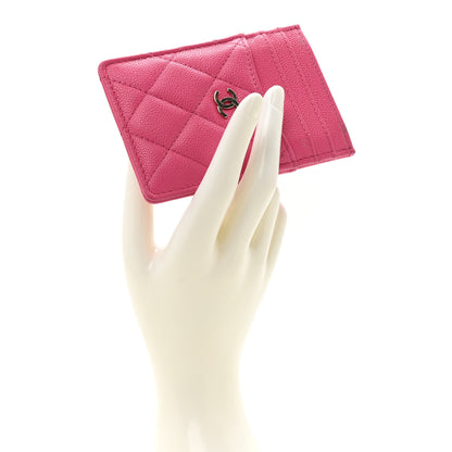 Chanel Caviar Quilted Vertical Card Holder Pink 2 of 11