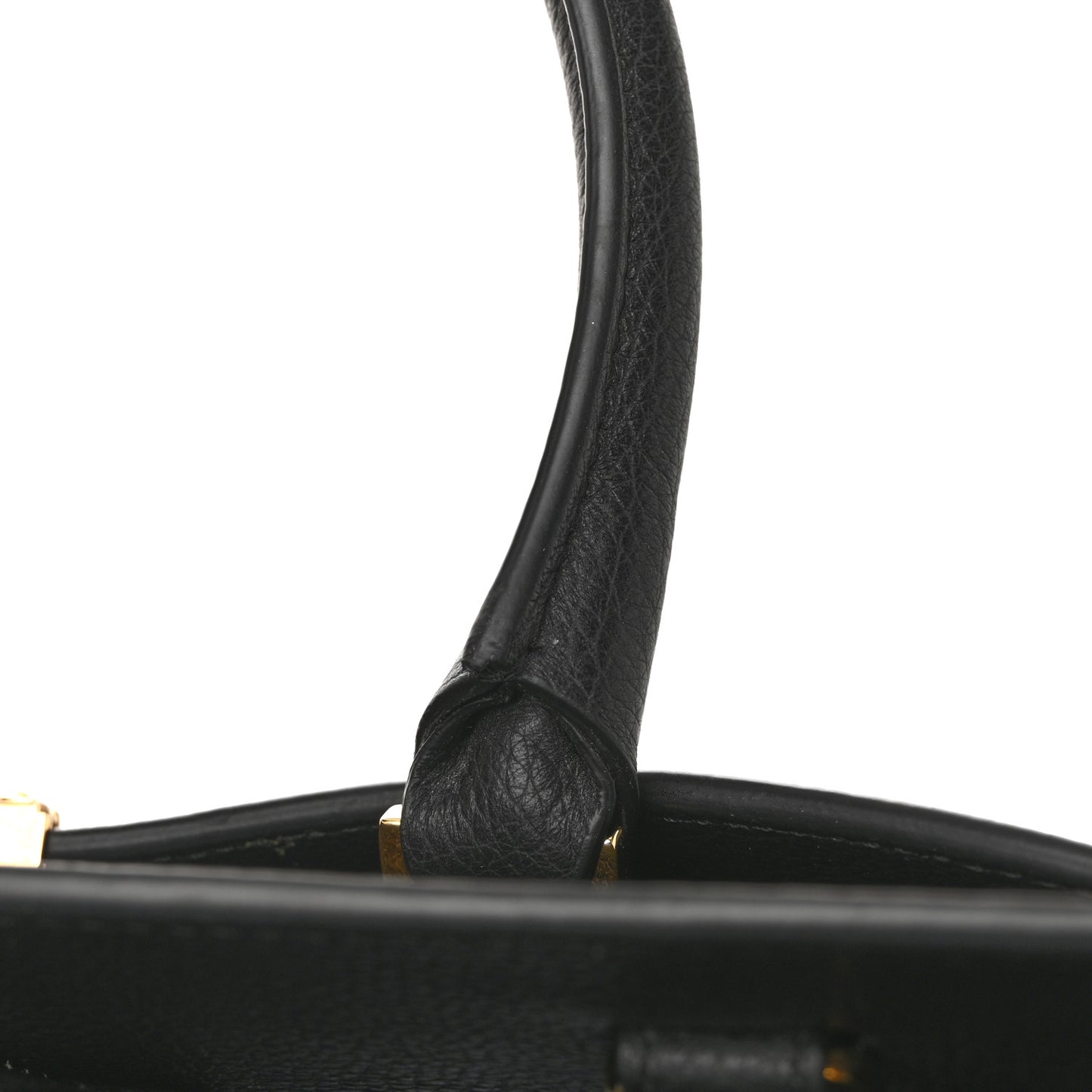 Grained Calfskin Large Virtus Top Handle Shoulder Bag Black
