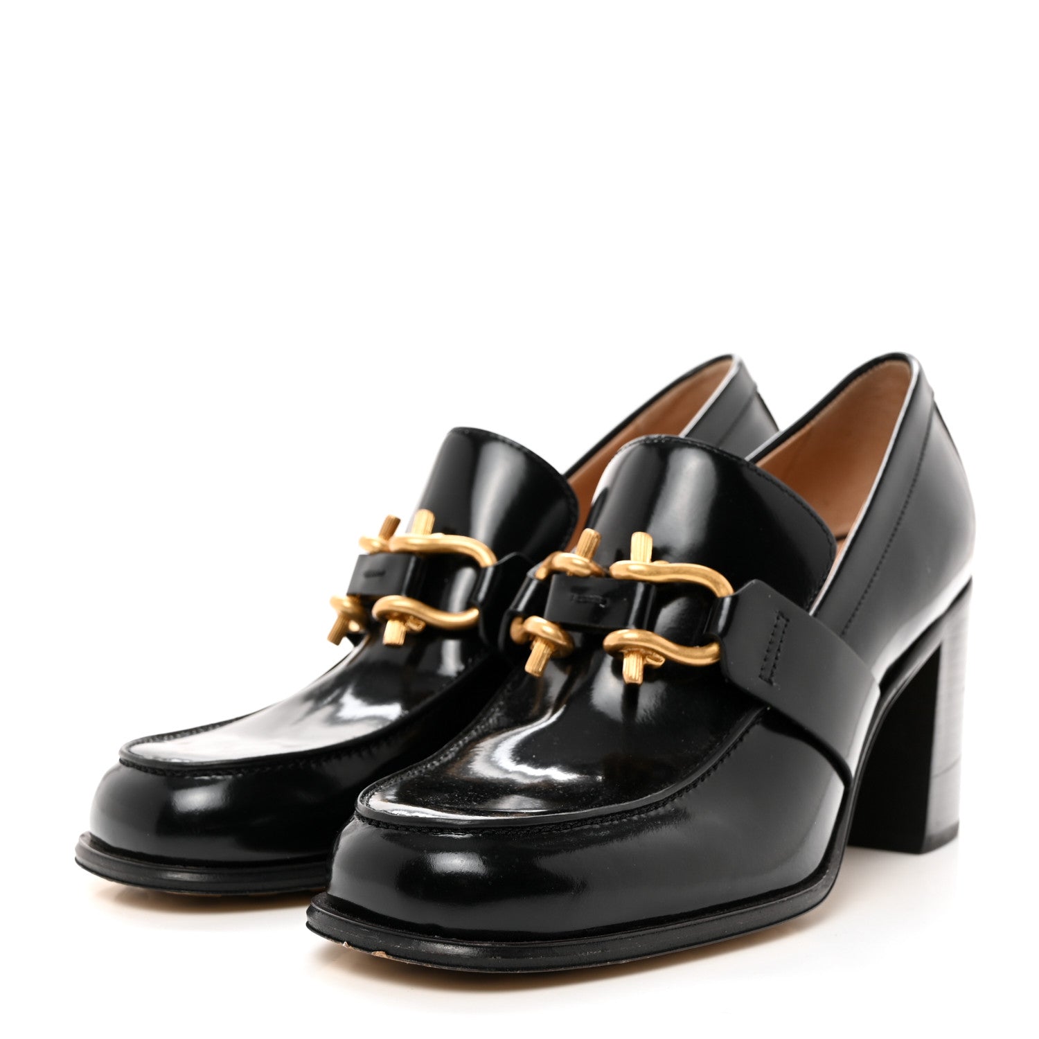 Bottega Veneta Glossy Calfskin Monsieur 70mm Loafer Pumps 38.5 Black 3 of 7