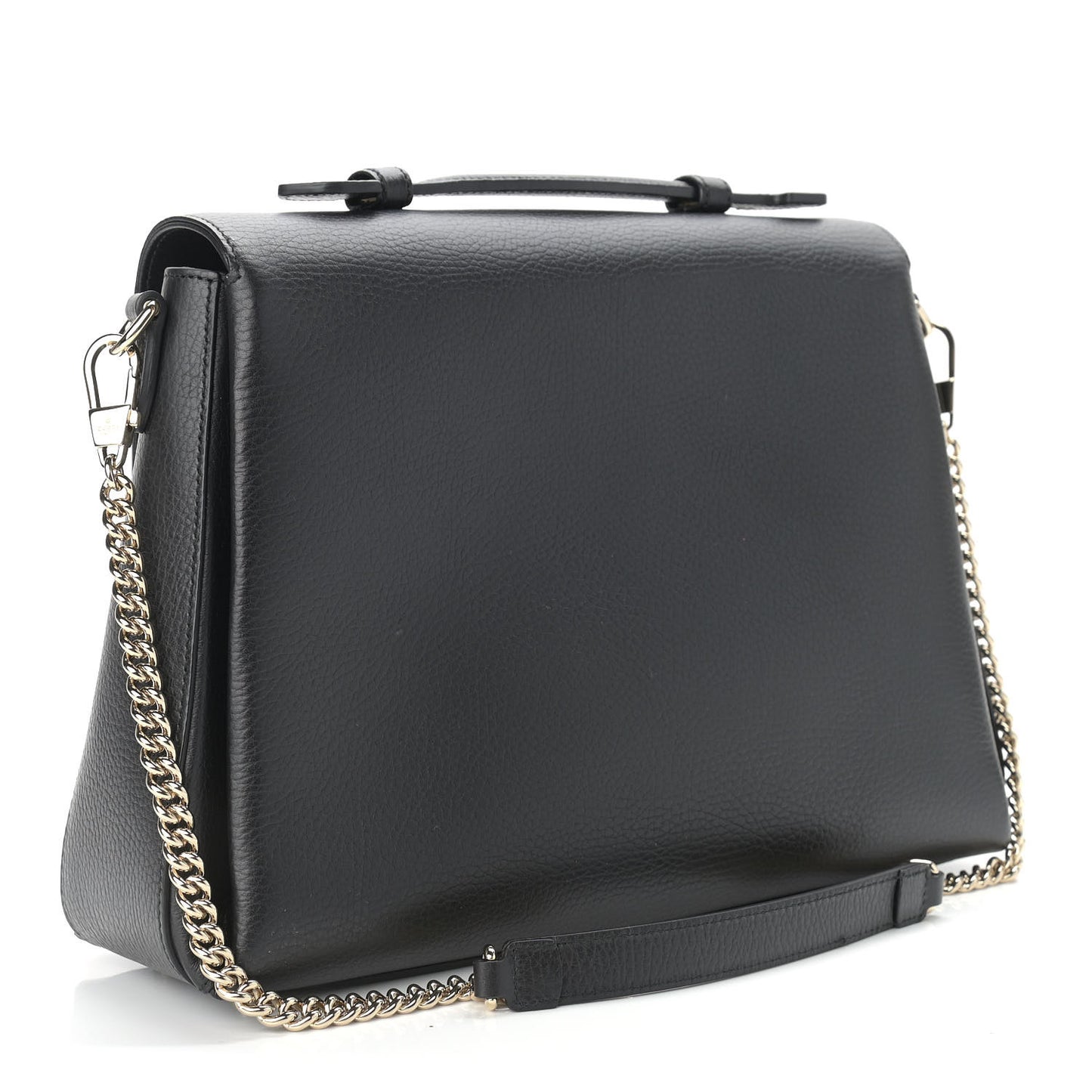 Dollar Calfskin Medium Interlocking G Top Handle Shoulder Bag Black