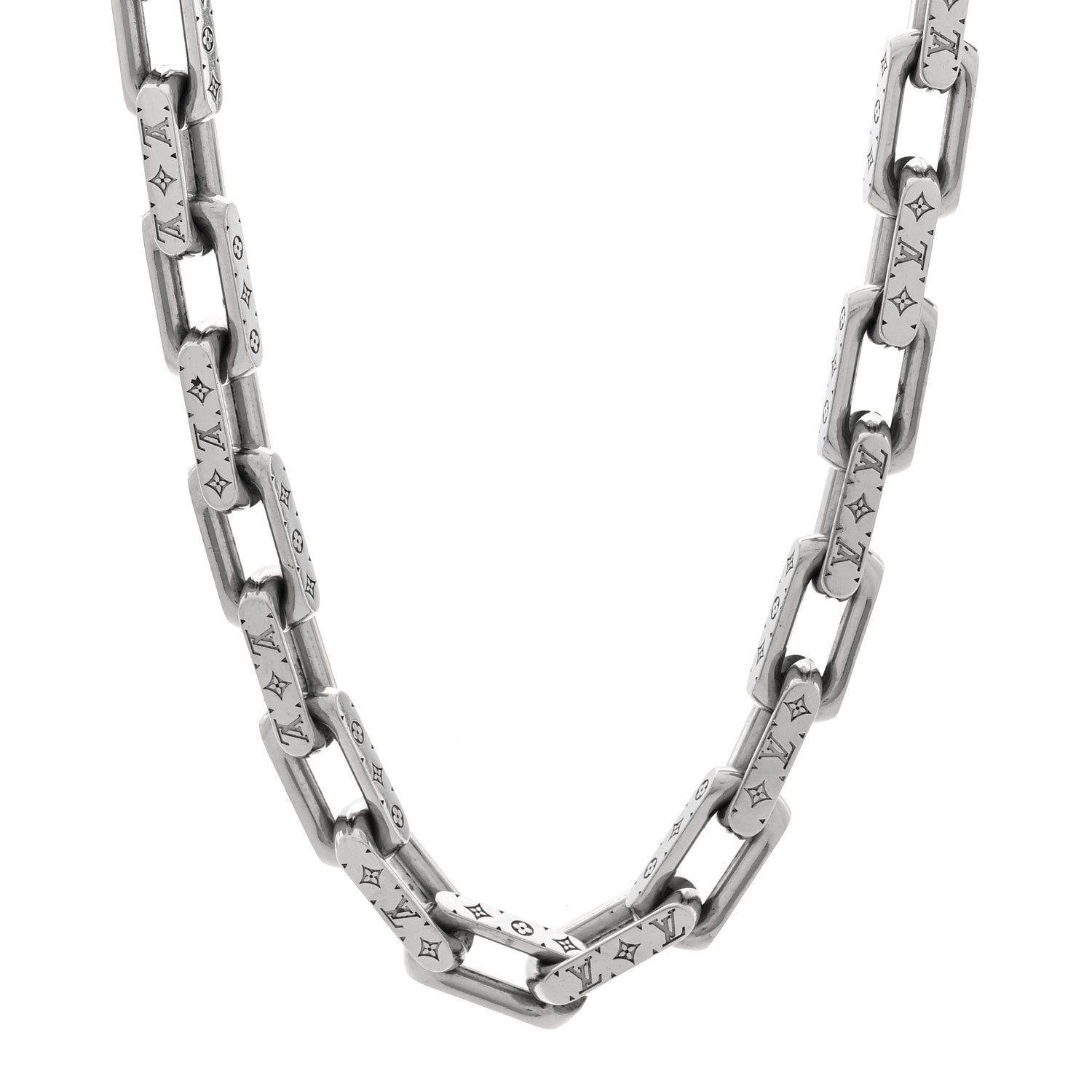 Louis Vuitton Monogram Chain Necklace Silver 1 of 4