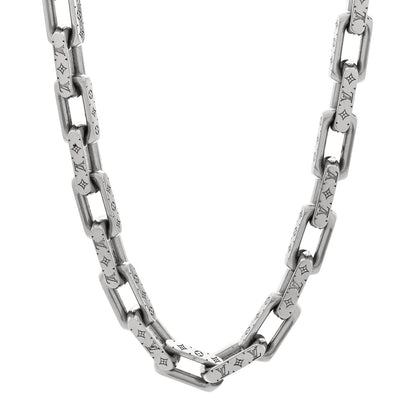 Louis Vuitton Monogram Chain Necklace Silver 1 of 4