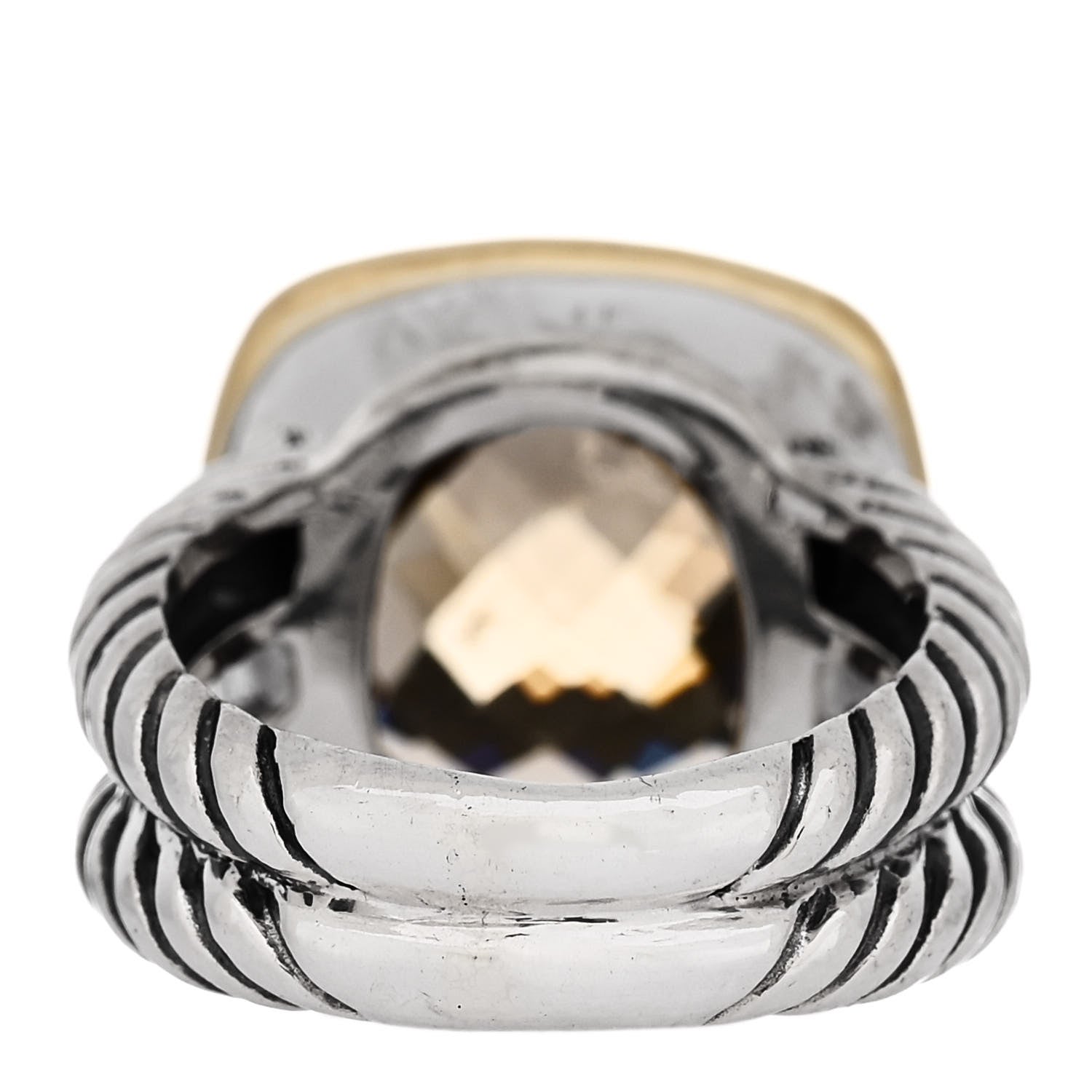 David Yurman Sterling Silver 18K Yellow Gold Diamond Smoky Quartz 11mm Albion Ring 49 4.75 4 of 5