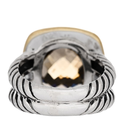 David Yurman Sterling Silver 18K Yellow Gold Diamond Smoky Quartz 11mm Albion Ring 49 4.75 4 of 5