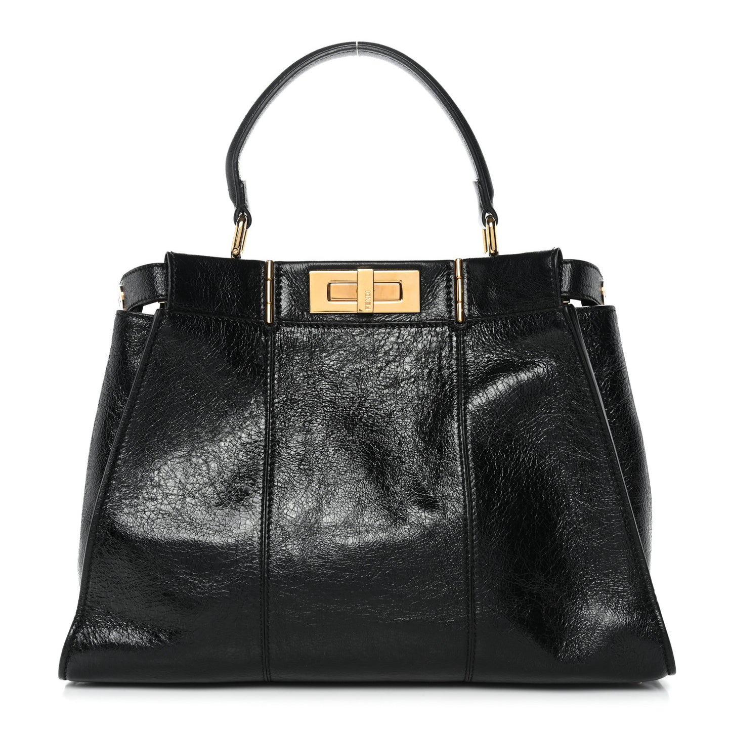 Agnello Old Shine Medium Peekaboo Iconic Satchel Black