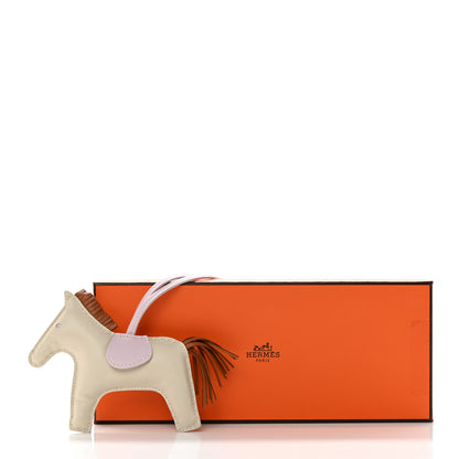 Hermes Milo Lambskin Grigri Rodeo Horse Bag Charm MM Craie Gold Mauve Pale 5 of 6