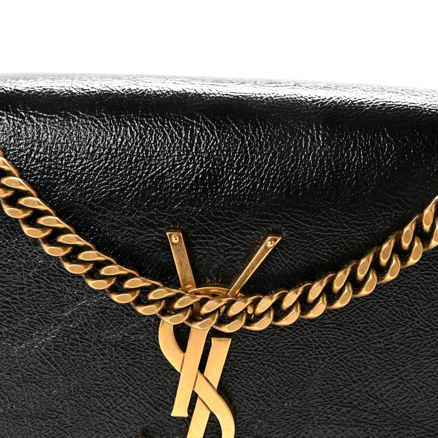 Saint Laurent Crinkled Calfskin Small Monogram Kate Satchel Black 7 of 9