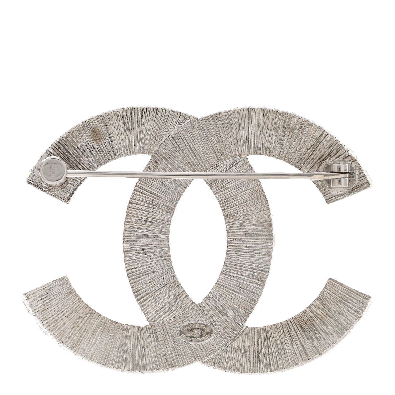 Chanel Baguette Crystal CC Brooch Silver 3 of 8