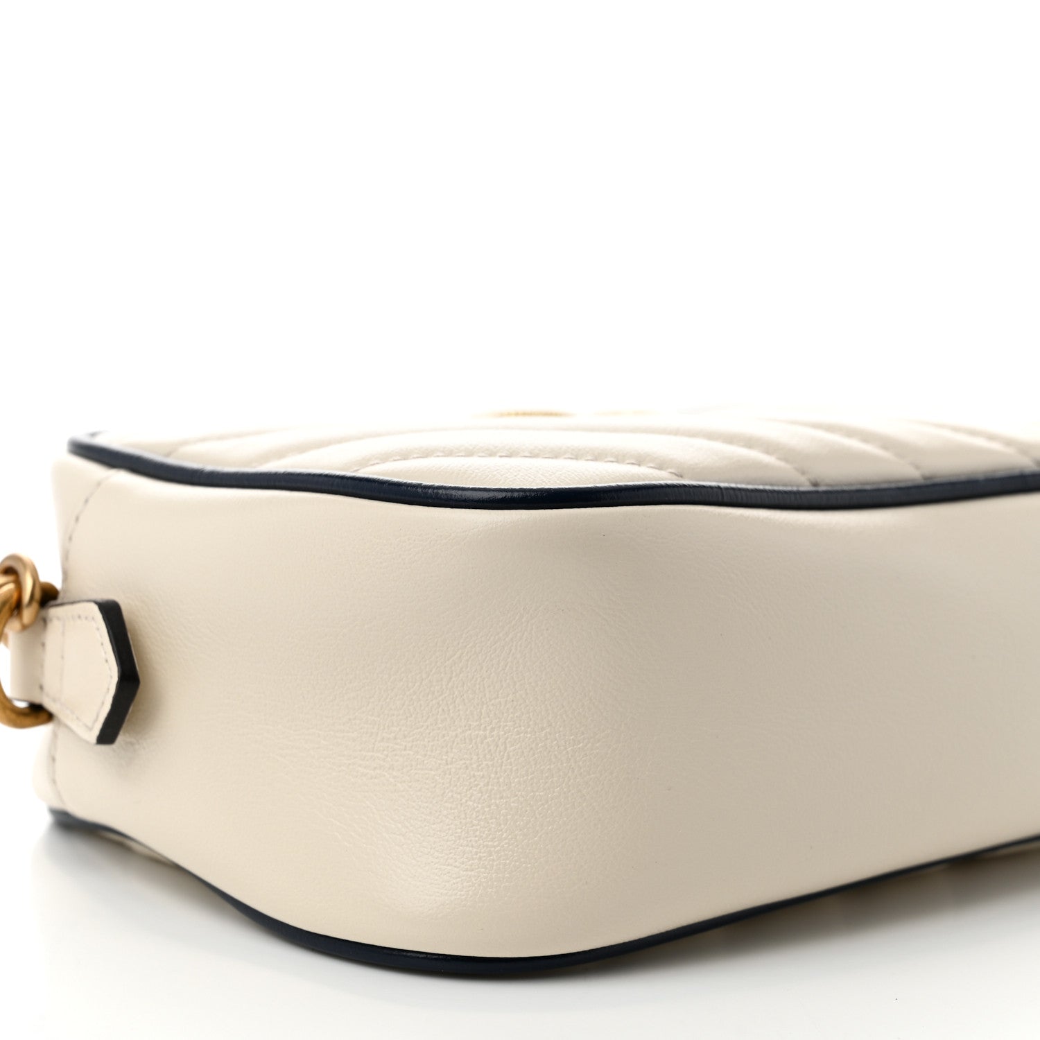 Gucci Vintage Effect Calfskin Matelasse Diagonal Small Torchon GG Marmont Chain Shoulder Bag Mystic White Blue Agata 9 of 10