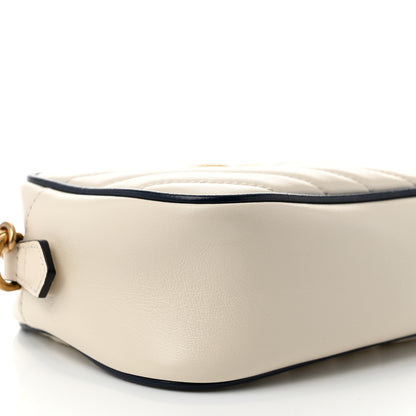 Gucci Vintage Effect Calfskin Matelasse Diagonal Small Torchon GG Marmont Chain Shoulder Bag Mystic White Blue Agata 9 of 10