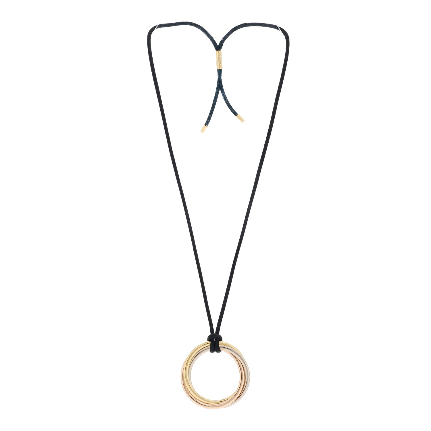 Cartier 18K Pink Yellow White Gold Large Trinity Cord Necklace 2 of 6