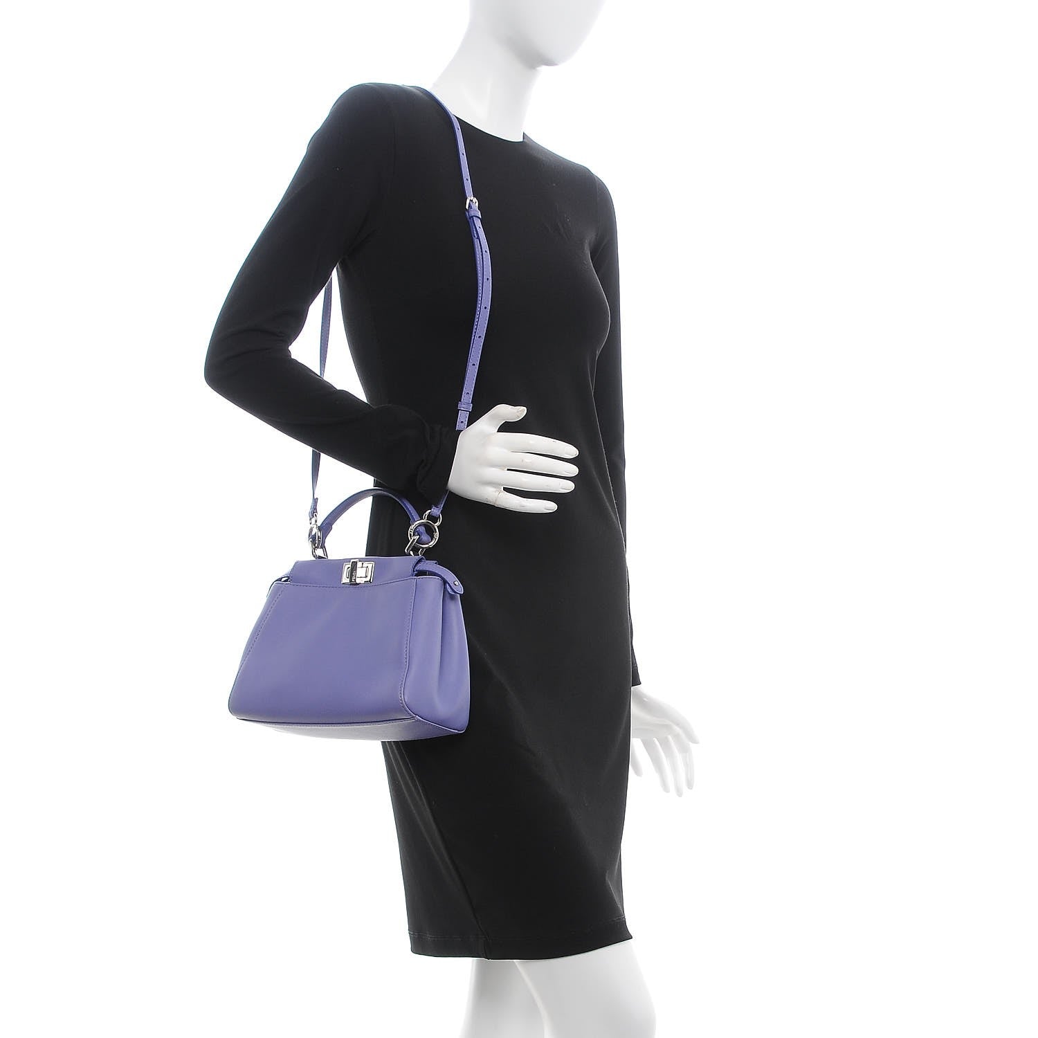 Fendi Nappa Mini Peekaboo Iconic Satchel Viola Cassis 2 of 13