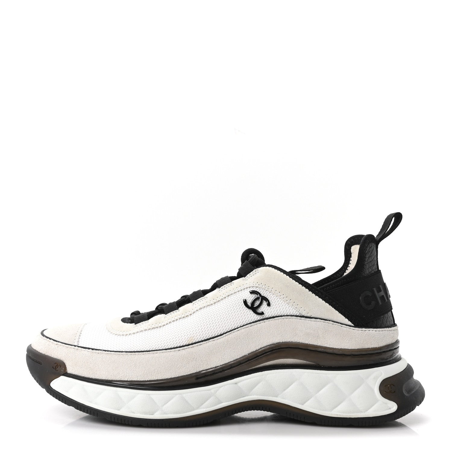 Chanel Fabric Suede Calfskin CC Sneakers 40 White Light Grey 1 of 10