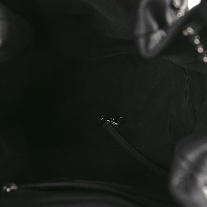 Chanel Caviar Flat Quilted CC Chain Bucket Drawstring Bag Black 5 of 9