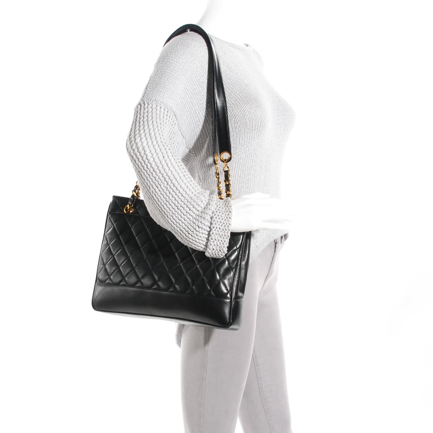 Lambskin Quilted Shoulder Bag Black