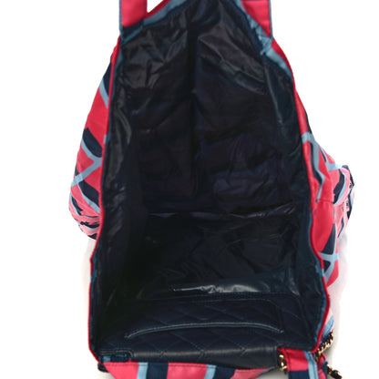 Chanel Jersey Fabric Quilted Foldable Tote With Chain Pink Multicolor 5 of 12