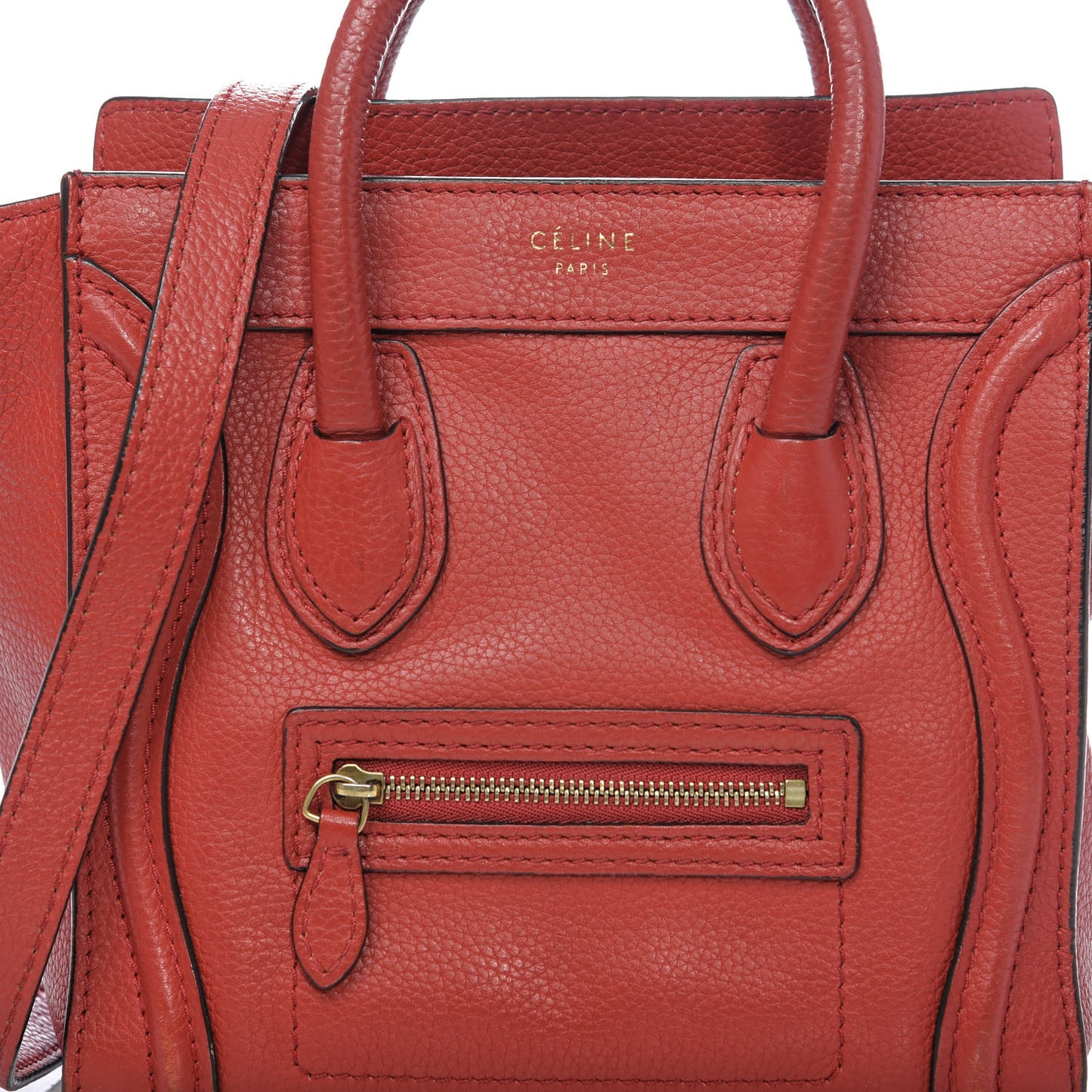 Drummed Calfskin Nano Luggage Coquelicot