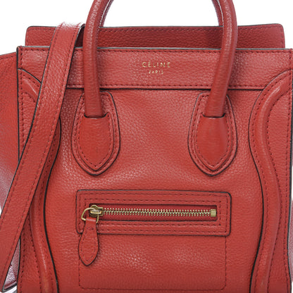Celine Drummed Calfskin Nano Luggage Coquelicot 12 of 12