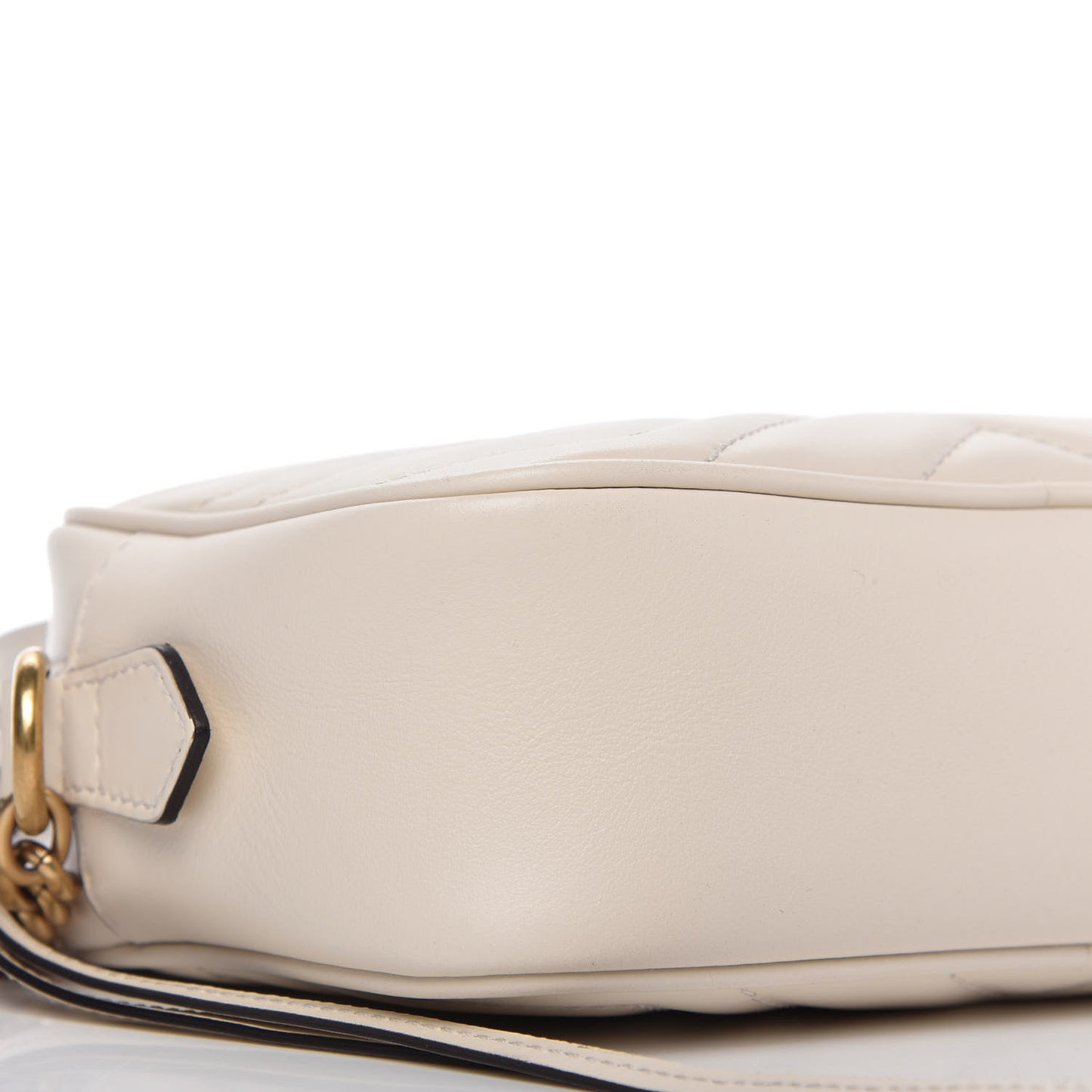 Calfskin Matelasse Mini GG Marmont Chain Shoulder Bag White