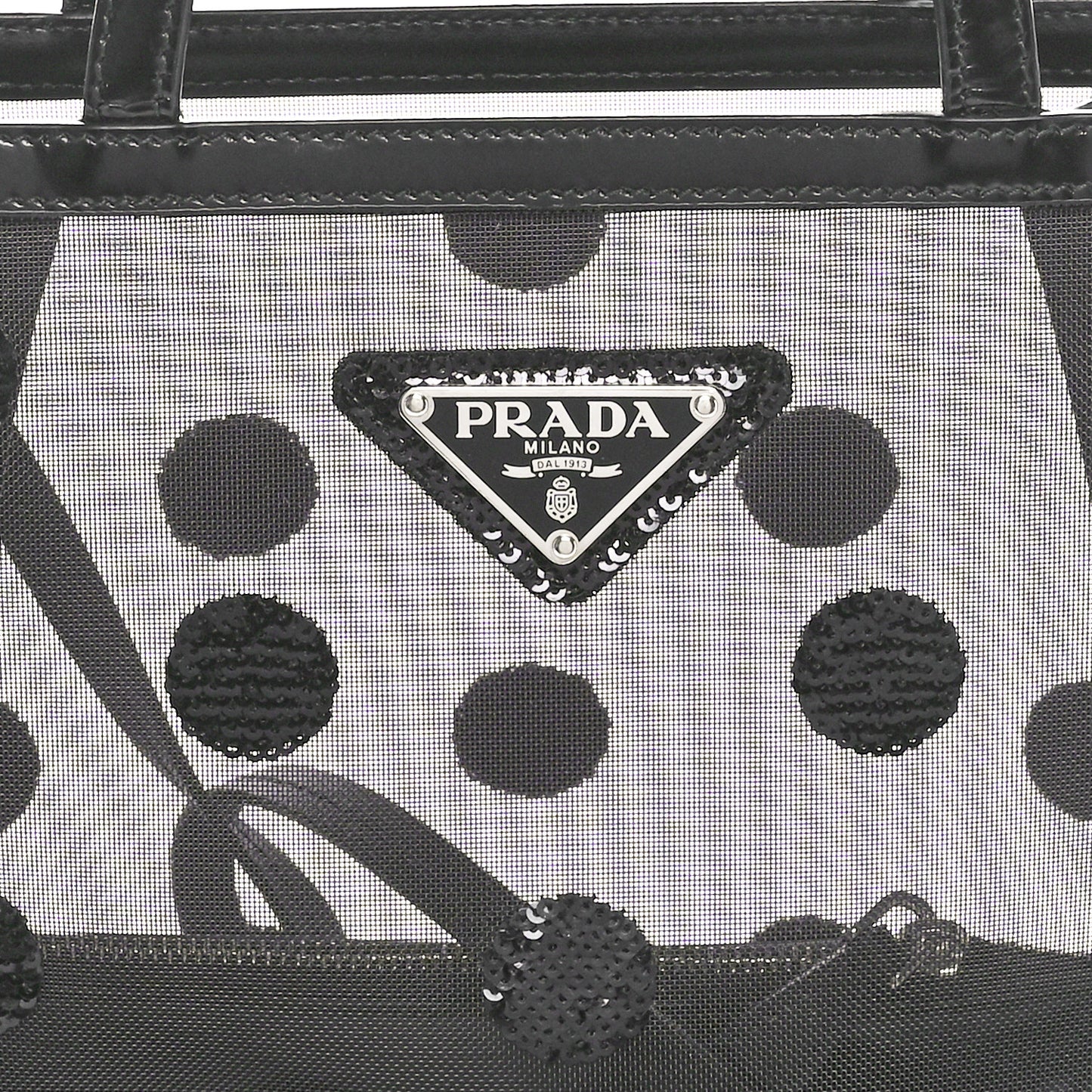 Mesh Sequin Polka-Dot Small Tote Bag Black