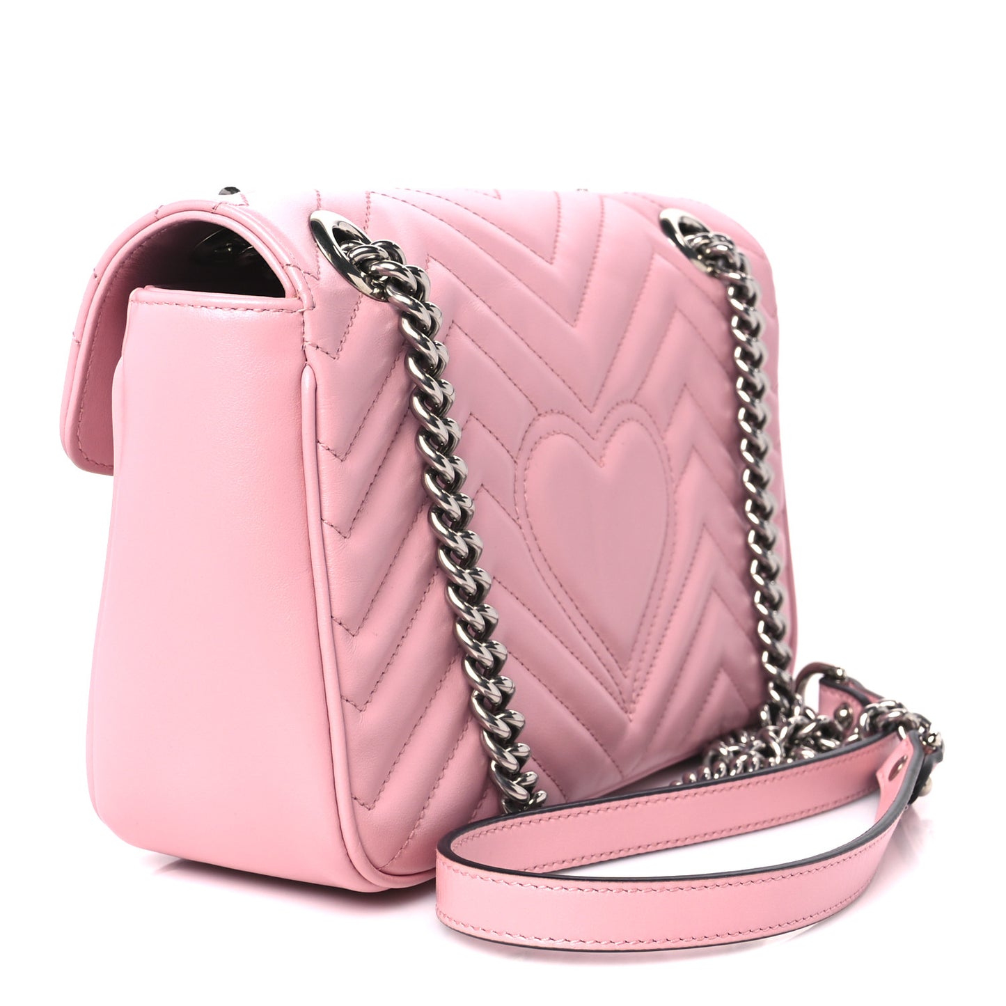 Calfskin Matelasse Small GG Marmont Shoulder Bag Wild Rose