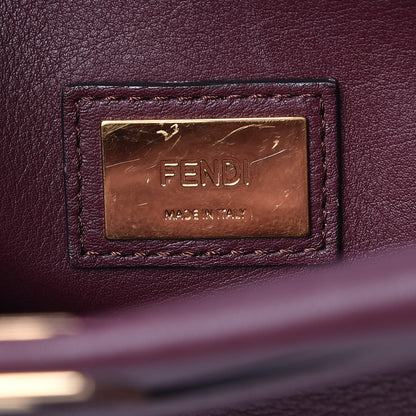 Fendi Vitello Seta Waves Bi-Color Medium Peekaboo Iconic Satchel Bordeaux Latte 7 of 10