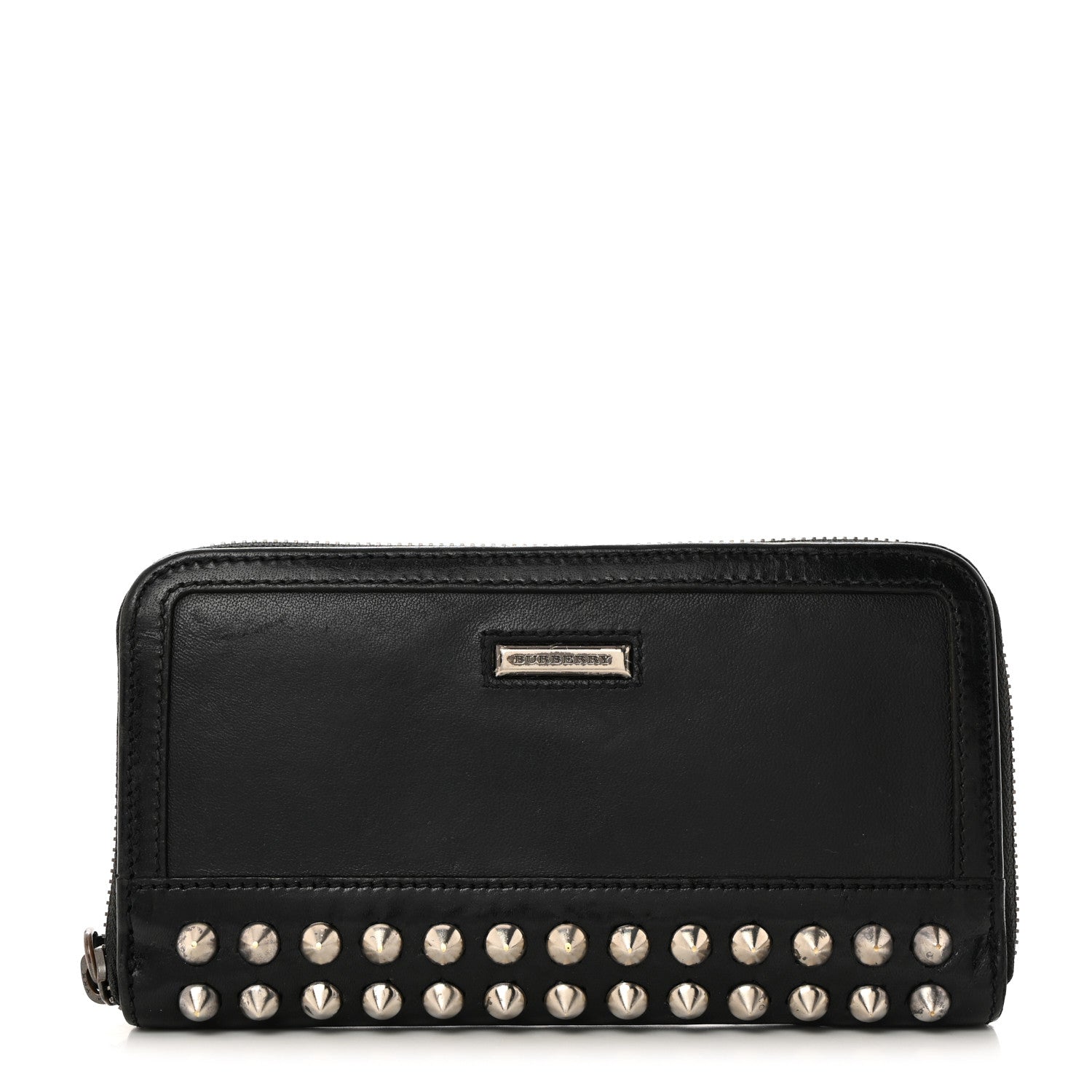 Burberry Calfskin Studded Zip Around Wallet Black 1 of 8