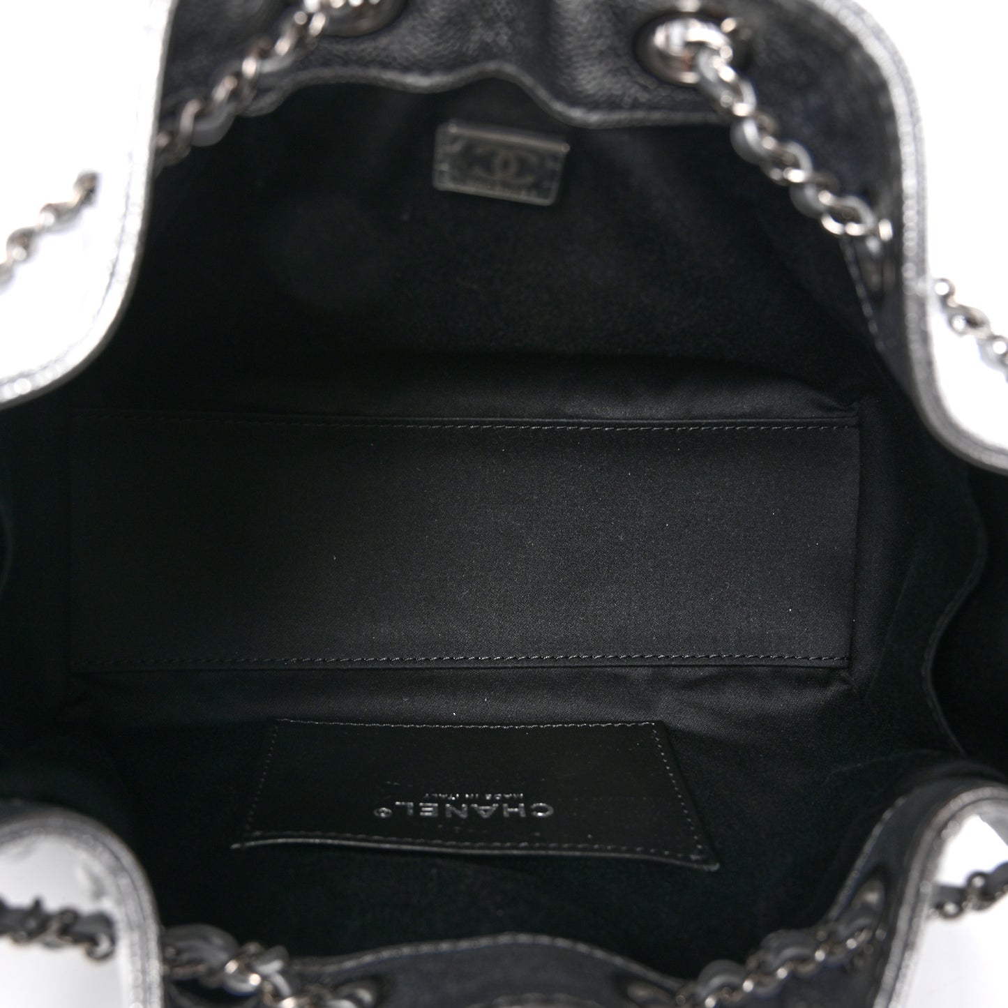 Metallic Caviar Quilted Mini Chanel 25 Handbag Silver