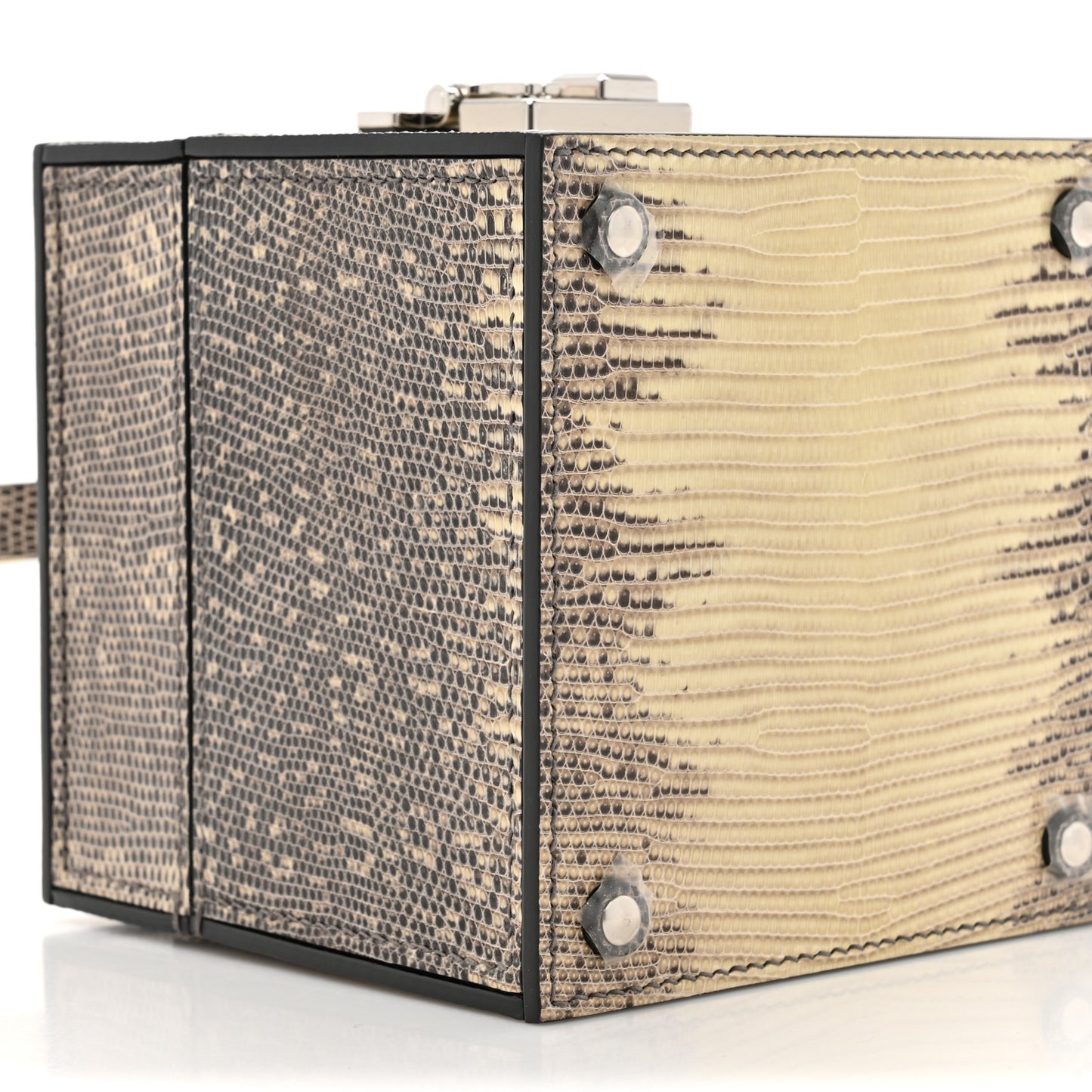 Lizard Mini Vanity Case Clutch Ivory