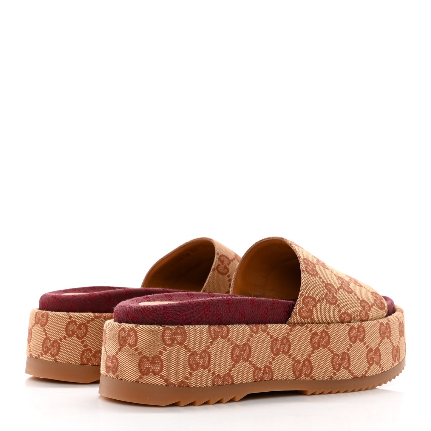 Canvas GG Monogram Angelina Platform Slide Sandals 35 Beige Ruggine