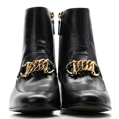 Gucci Goatskin Kitten Chain Horsebit Ankle Boots 40 Black 2 of 11