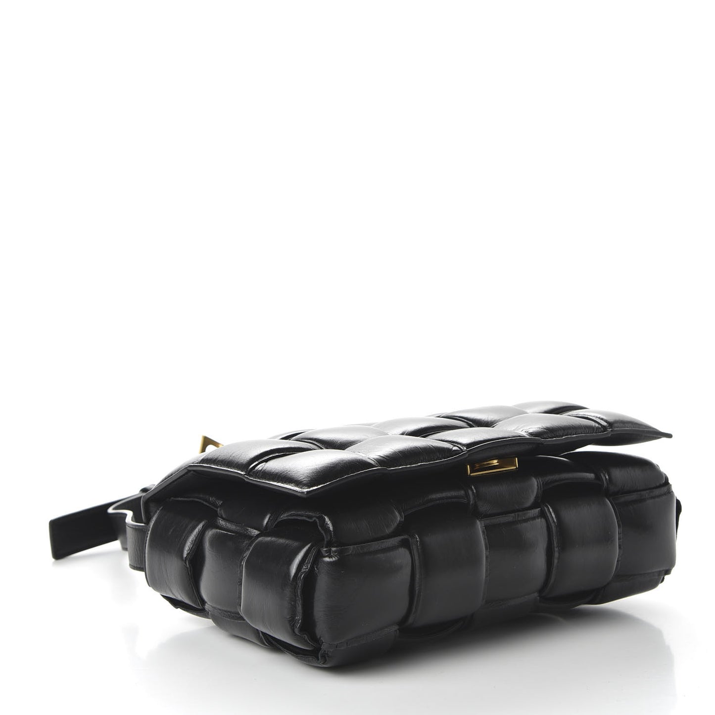 Paper Calfskin Maxi Intreccio Padded Cassette Crossbody Bag Black