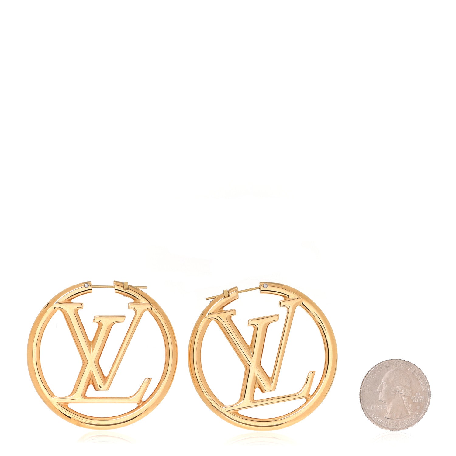 Louis Vuitton Metal Louise Hoop Earrings Gold 2 of 5