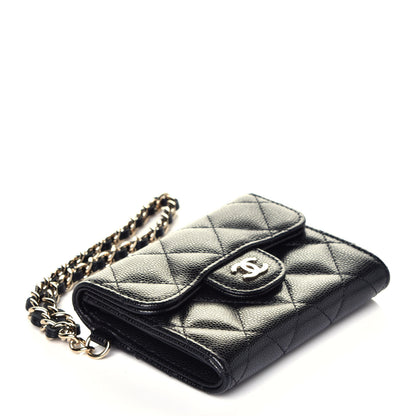 Chanel Caviar Quilted Flap Card Holder Chain Wristlet Black 4 of 8