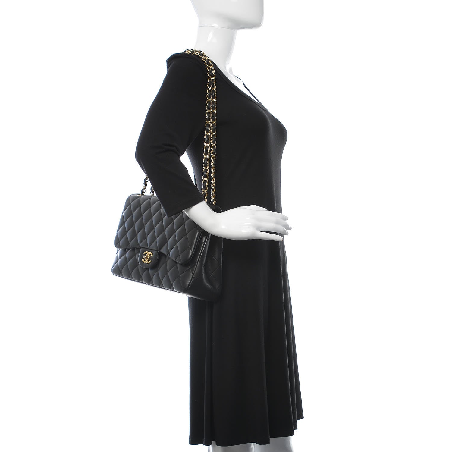 Chanel Lambskin Quilted Jumbo Double Flap Black 2 of 15