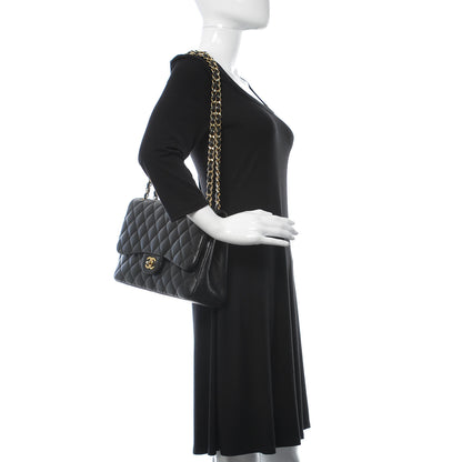 Chanel Lambskin Quilted Jumbo Double Flap Black 2 of 15
