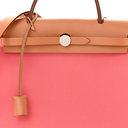 Hermes Vache Hunter Toile Herbag Zip 31 PM Rose Azalee Natural 9 of 12