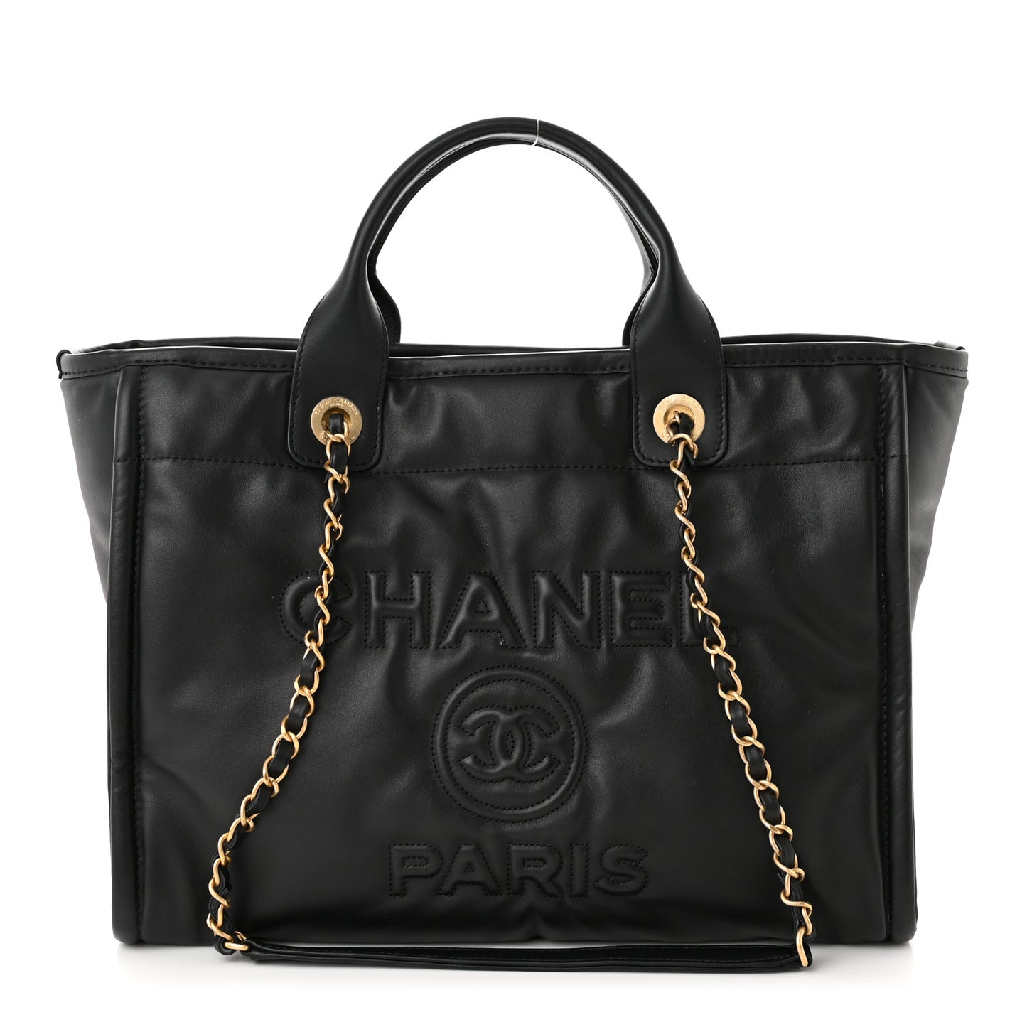 Calfskin Small Deauville Tote Black