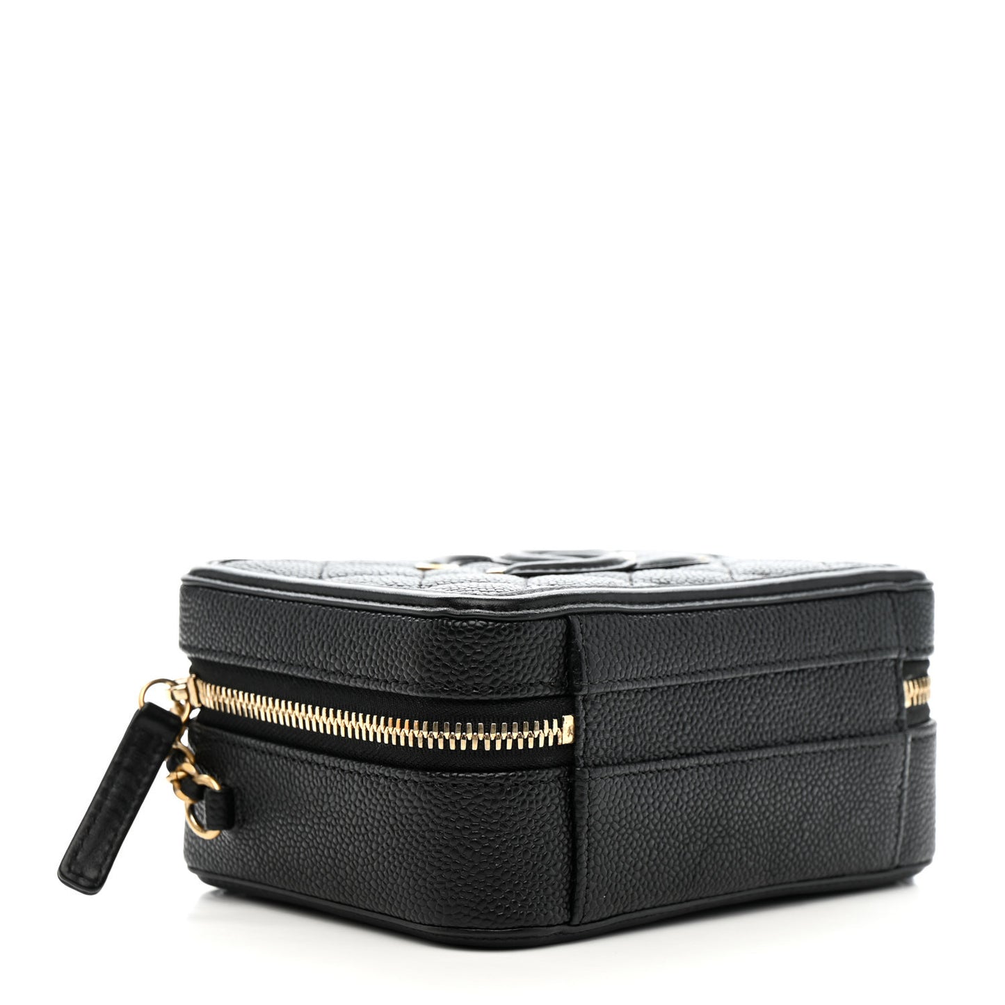 Caviar Quilted Small CC Filigree Vanity Case Black