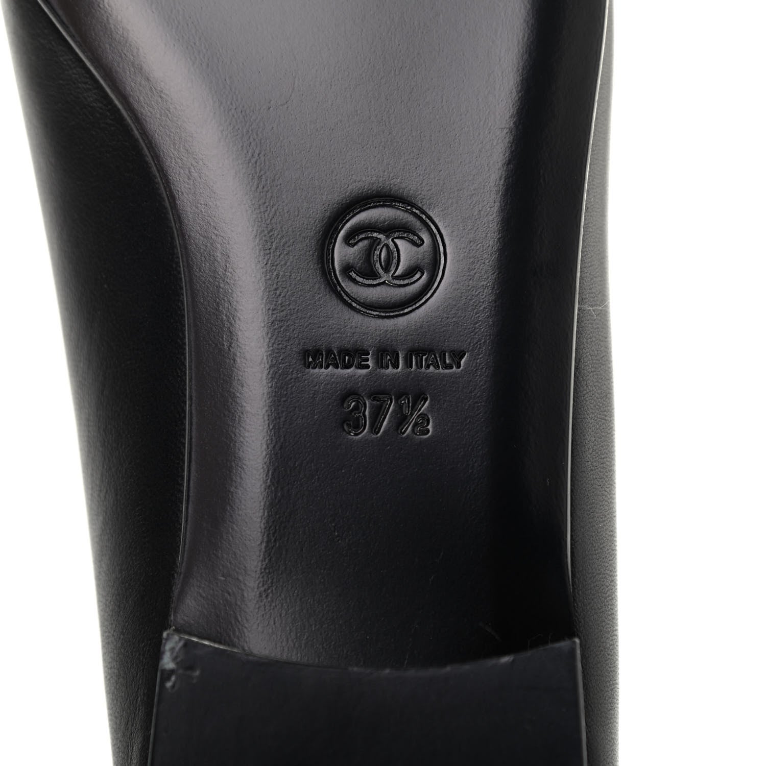 Chanel Lambskin Patent Cap Toe Ballerina Flats 37.5 Black 6 of 8